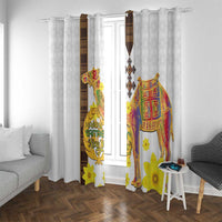 Happy Eritrea New Year Window Curtain Adey Abeba Flower With Habesha Tilet Pattern - Wonder Print Shop