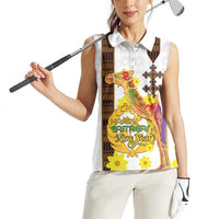 Happy Eritrea New Year Women Sleeveless Polo Shirt Adey Abeba Flower With Habesha Tilet Pattern - Wonder Print Shop