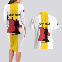 Personalized Angola National Heroes Day Couples Matching Long Sleeve Bodycon Dress and Hawaiian Shirt Agostinho Neto With Map - Wonder Print Shop