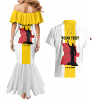 Personalized Angola National Heroes Day Couples Matching Mermaid Dress and Hawaiian Shirt Agostinho Neto With Map - Wonder Print Shop