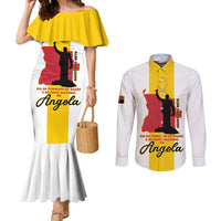 Personalized Angola National Heroes Day Couples Matching Mermaid Dress and Long Sleeve Button Shirt Agostinho Neto With Map - Wonder Print Shop