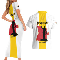 Personalized Angola National Heroes Day Couples Matching Short Sleeve Bodycon Dress and Hawaiian Shirt Agostinho Neto With Map - Wonder Print Shop