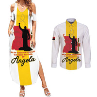 Personalized Angola National Heroes Day Couples Matching Summer Maxi Dress and Long Sleeve Button Shirt Agostinho Neto With Map - Wonder Print Shop
