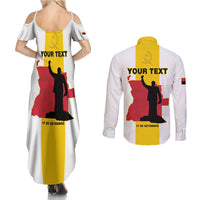 Personalized Angola National Heroes Day Couples Matching Summer Maxi Dress and Long Sleeve Button Shirt Agostinho Neto With Map - Wonder Print Shop