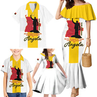 Personalized Angola National Heroes Day Family Matching Mermaid Dress and Hawaiian Shirt Agostinho Neto With Map - Wonder Print Shop