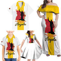 Personalized Angola National Heroes Day Family Matching Off Shoulder Maxi Dress and Hawaiian Shirt Agostinho Neto With Map - Wonder Print Shop