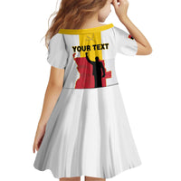 Personalized Angola National Heroes Day Kid Short Sleeve Dress Agostinho Neto With Map - Wonder Print Shop