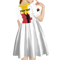 Personalized Angola National Heroes Day Kid Short Sleeve Dress Agostinho Neto With Map - Wonder Print Shop