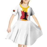 Personalized Angola National Heroes Day Kid Short Sleeve Dress Agostinho Neto With Map - Wonder Print Shop