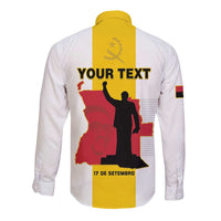 Personalized Angola National Heroes Day Long Sleeve Button Shirt Agostinho Neto With Map - Wonder Print Shop