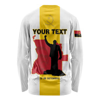 Personalized Angola National Heroes Day Long Sleeve Shirt Agostinho Neto With Map - Wonder Print Shop