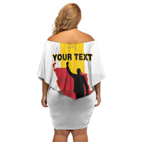 Personalized Angola National Heroes Day Off Shoulder Short Dress Agostinho Neto With Map - Wonder Print Shop