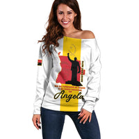 Personalized Angola National Heroes Day Off Shoulder Sweater Agostinho Neto With Map - Wonder Print Shop