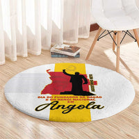 Angola National Heroes Day Round Carpet Agostinho Neto With Map - Wonder Print Shop