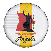 Angola National Heroes Day Spare Tire Cover Agostinho Neto With Map - Wonder Print Shop