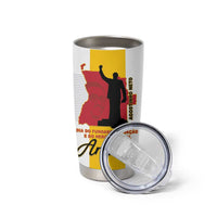 Personalized Angola National Heroes Day Tumbler Cup Agostinho Neto With Map - Wonder Print Shop