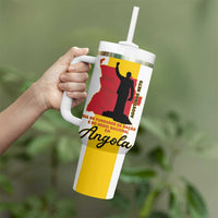 Personalized Angola National Heroes Day Tumbler With Handle Agostinho Neto With Map - Wonder Print Shop