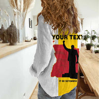 Personalized Angola National Heroes Day Women Casual Shirt Agostinho Neto With Map - Wonder Print Shop