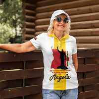 Personalized Angola National Heroes Day Women Polo Shirt Agostinho Neto With Map - Wonder Print Shop