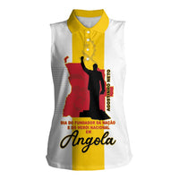 Personalized Angola National Heroes Day Women Sleeveless Polo Shirt Agostinho Neto With Map - Wonder Print Shop