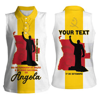 Personalized Angola National Heroes Day Women Sleeveless Polo Shirt Agostinho Neto With Map - Wonder Print Shop