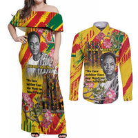 Personalized Ghana Kwame Nkrumah Memorial Day Couples Matching Off Shoulder Maxi Dress and Long Sleeve Button Shirt With Mausoleum - Wonder Print Shop