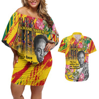 Personalized Ghana Kwame Nkrumah Memorial Day Couples Matching Off Shoulder Short Dress and Hawaiian Shirt With Mausoleum - Wonder Print Shop