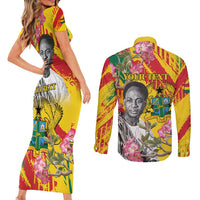 Personalized Ghana Kwame Nkrumah Memorial Day Couples Matching Short Sleeve Bodycon Dress and Long Sleeve Button Shirt With Mausoleum - Wonder Print Shop