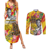 Personalized Ghana Kwame Nkrumah Memorial Day Couples Matching Summer Maxi Dress and Long Sleeve Button Shirt With Mausoleum - Wonder Print Shop