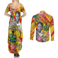Personalized Ghana Kwame Nkrumah Memorial Day Couples Matching Summer Maxi Dress and Long Sleeve Button Shirt With Mausoleum - Wonder Print Shop