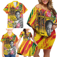 Personalized Ghana Kwame Nkrumah Memorial Day Family Matching Off Shoulder Short Dress and Hawaiian Shirt With Mausoleum - Wonder Print Shop