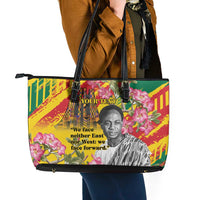 Personalized Ghana Kwame Nkrumah Memorial Day Leather Tote Bag With Mausoleum - Wonder Print Shop