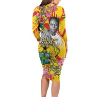 Personalized Ghana Kwame Nkrumah Memorial Day Long Sleeve Bodycon Dress With Mausoleum - Wonder Print Shop