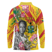 Personalized Ghana Kwame Nkrumah Memorial Day Long Sleeve Polo Shirt With Mausoleum - Wonder Print Shop