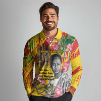 Personalized Ghana Kwame Nkrumah Memorial Day Long Sleeve Polo Shirt With Mausoleum - Wonder Print Shop