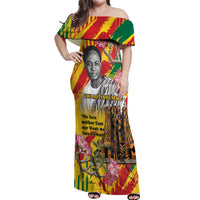 Personalized Ghana Kwame Nkrumah Memorial Day Off Shoulder Maxi Dress With Mausoleum - Wonder Print Shop