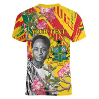 Personalized Ghana Kwame Nkrumah Memorial Day Women V-Neck T-Shirt With Mausoleum - Wonder Print Shop