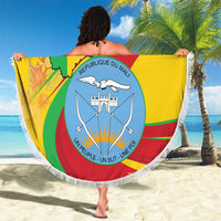 Mali Independence Day Beach Blanket Coat Of Arms With Hibiscus Sabdariffa - Wonder Print Shop