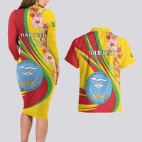 Personalized Mali Independence Day Couples Matching Long Sleeve Bodycon Dress and Hawaiian Shirt Coat Of Arms With Hibiscus Sabdariffa - Wonder Print Shop