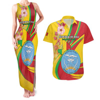 Personalized Mali Independence Day Couples Matching Tank Maxi Dress and Hawaiian Shirt Coat Of Arms With Hibiscus Sabdariffa - Wonder Print Shop