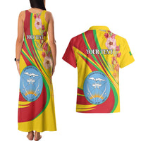 Personalized Mali Independence Day Couples Matching Tank Maxi Dress and Hawaiian Shirt Coat Of Arms With Hibiscus Sabdariffa - Wonder Print Shop