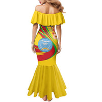 Personalized Mali Independence Day Family Matching Mermaid Dress and Hawaiian Shirt Coat Of Arms With Hibiscus Sabdariffa - Wonder Print Shop