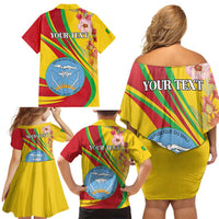 Personalized Mali Independence Day Family Matching Off Shoulder Short Dress and Hawaiian Shirt Coat Of Arms With Hibiscus Sabdariffa - Wonder Print Shop