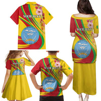 Personalized Mali Independence Day Family Matching Puletasi and Hawaiian Shirt Coat Of Arms With Hibiscus Sabdariffa - Wonder Print Shop