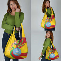 Mali Independence Day Grocery Bag Coat Of Arms With Hibiscus Sabdariffa - Wonder Print Shop