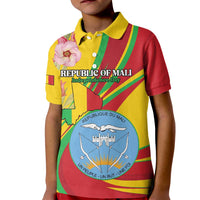Personalized Mali Independence Day Kid Polo Shirt Coat Of Arms With Hibiscus Sabdariffa - Wonder Print Shop