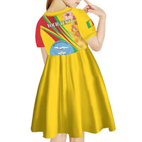 Personalized Mali Independence Day Kid Short Sleeve Dress Coat Of Arms With Hibiscus Sabdariffa - Wonder Print Shop