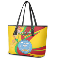 Mali Independence Day Leather Tote Bag Coat Of Arms With Hibiscus Sabdariffa - Wonder Print Shop