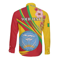 Personalized Mali Independence Day Long Sleeve Button Shirt Coat Of Arms With Hibiscus Sabdariffa - Wonder Print Shop