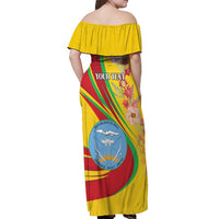 Personalized Mali Independence Day Off Shoulder Maxi Dress Coat Of Arms With Hibiscus Sabdariffa - Wonder Print Shop